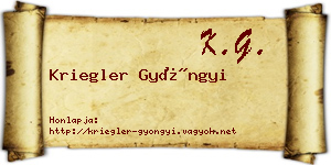 Kriegler Gyöngyi névjegykártya