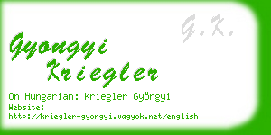 gyongyi kriegler business card