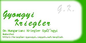 gyongyi kriegler business card